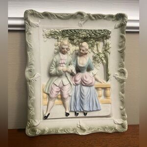 Occupied Japan Porcelain Chase Wall Hanging